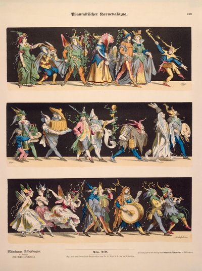 A fanciful carnival procession, from Muenchener Bilderbogen, published by Braun & Schneider, Munich, 1868 by Anton Muttenthaler